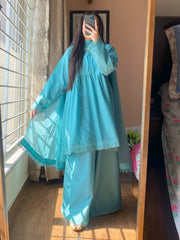 3PIECE_Lawn Dress With Loose Plazo