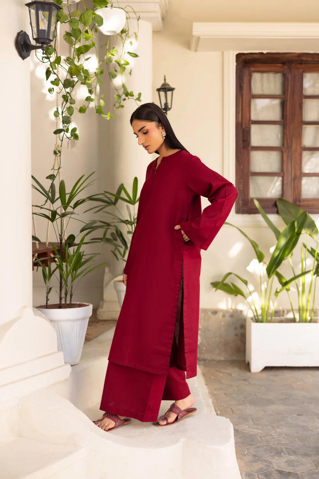 2PC - MAINA SOLID MAROON