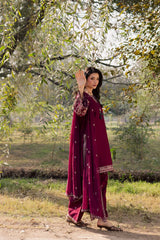 BATIK-3PC DHANAK EMBROIDERED SHIRT WITH CHIFFON EMBROIDERED DUPATTA AND EMB TROUSER