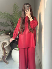 2PIECE-MARINA MAROON CO-ORD SET