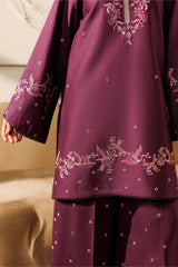 IZNIK-3PC DHANAK EMBROIDERED SHIRT WITH WOOL PRINTED SHAWL AND TROUSER