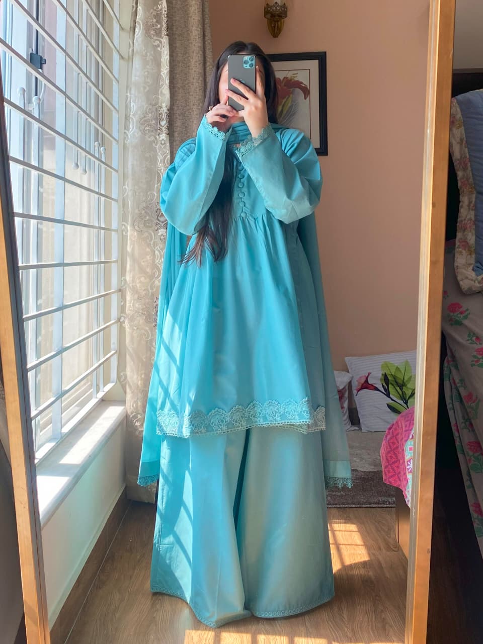 3PIECE_Lawn Dress With Loose Plazo