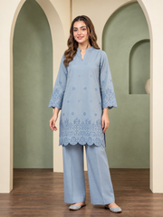 Hijr ChikanKari Eyelet Embroidered Scallop Hem 2 Piece Cotton Suit