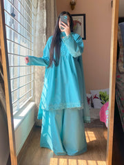 3PIECE_Lawn Dress With Loose Plazo