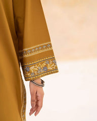 URGE-3PC DHANAK EMBROIDERED SHIRT WITH WOOL PRINTED SHAWL AND EMB TROUSER